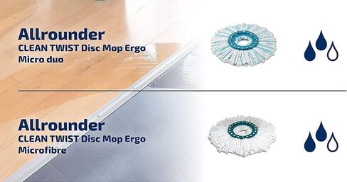 Leifheit استبدال رأس Mop Clean Twist Disc Mop X 2 ، نظام 2 من الألياف للتنظيف الفعال وامتصاص الأوساخ العالية وامتصاص الماء ، مجموعة من 2 رؤوس in Kuwait