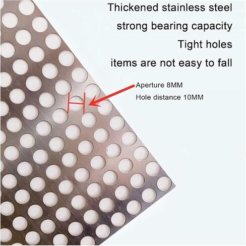 Stainless Steel Perforated Plate,304 Stainless Steel Perforated Metal Sheet Panel 27x120cm, 0.3mm Thick Mesh for Balcony Fence, Durable Perforated Mesh Panel, Outdoor Metal Fencing in Saudi Arabia