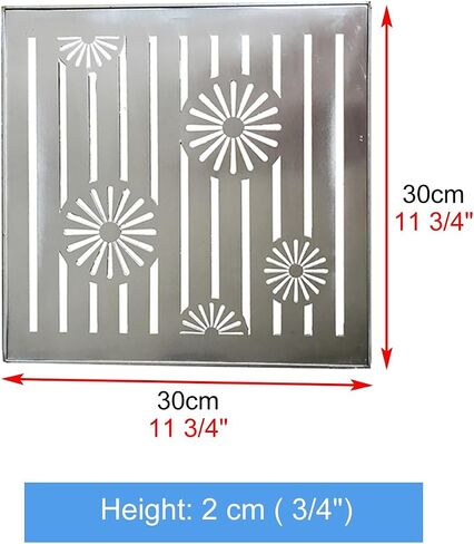Outdoor Stainless Steel Drain Grate Cover, 30cm x 30cm (11.75" x 11.75"), Heavy-Duty Catch Basin for Driveway, Pavement, Concrete, Yard Drainage Solutions in Kuwait