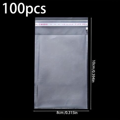 Self-Sealing Gift Bags 100 Pack With Sealing Strips, Small Clear Resealable Bags For Party Favors Jewelry Retail Packaging, 8 * 10cm in Kuwait