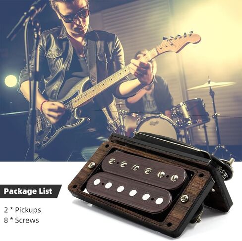 High Output Guitar Humbucker Pickup Set Double Coil Alnico 5 Pickup Electric Guitar Parts Replacement Neck and Bridge Set Rosewood with Larger Pole Pieces for Guitar 14.2K/17.1K, Black in Kuwait