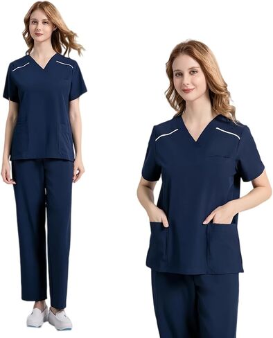 Healthcare Scrub for Unisex,Scrub Sets Jumpsuit,Stretch,Loose Fit Top and Pants Set with Pockets in Kuwait
