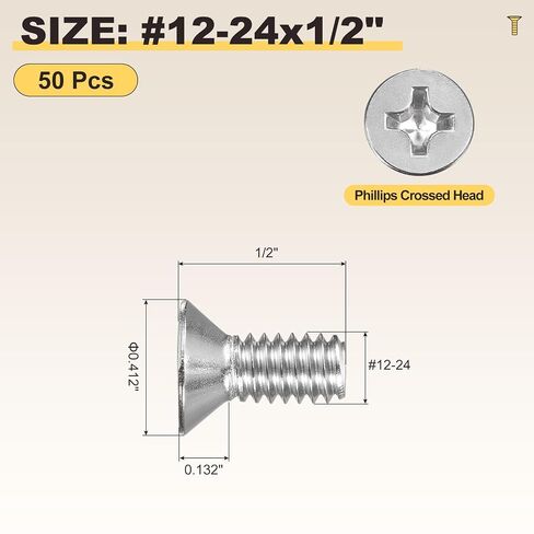 METALLIXITY Phillips Flat Head Machine Screws Bolts (1/4"-20x1-3/4) 30Pcs, Stainless Steel 304 Countersunk Cross Screws - for Household Indoor Maintenance Installment DIY, Silver in Kuwait