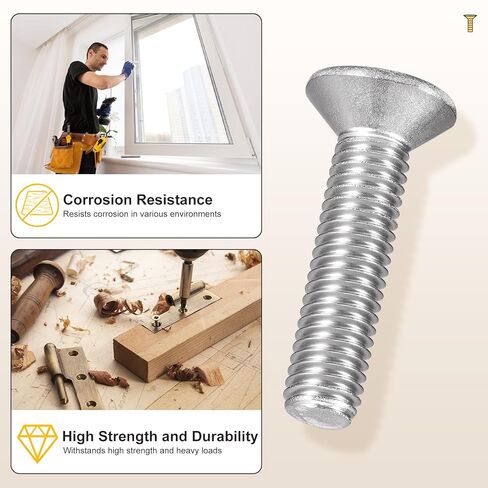 METALLIXITY Phillips Flat Head Machine Screws Bolts (1/4"-20x1-3/4) 30Pcs, Stainless Steel 304 Countersunk Cross Screws - for Household Indoor Maintenance Installment DIY, Silver in Kuwait