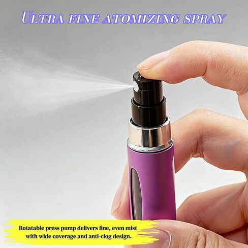 BUBBLE-FLY 7 عبوات رذاذ عطر قابلة لإعادة الملء، زجاجة رذاذ كولونيا صغيرة بحجم 5 مل مضادة للتسرب، حشوة مضخة سفلية لسهولة إعادة الملء، رذاذات ملونة محمولة للسفر وصالة الألعاب الرياضية، معتمدة من إدارة أمن المواصلات الأمريكية in Kuwait