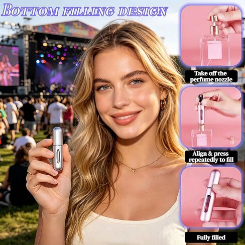 BUBBLE-FLY 7 عبوات رذاذ عطر قابلة لإعادة الملء، زجاجة رذاذ كولونيا صغيرة بحجم 5 مل مضادة للتسرب، حشوة مضخة سفلية لسهولة إعادة الملء، رذاذات ملونة محمولة للسفر وصالة الألعاب الرياضية، معتمدة من إدارة أمن المواصلات الأمريكية in Kuwait