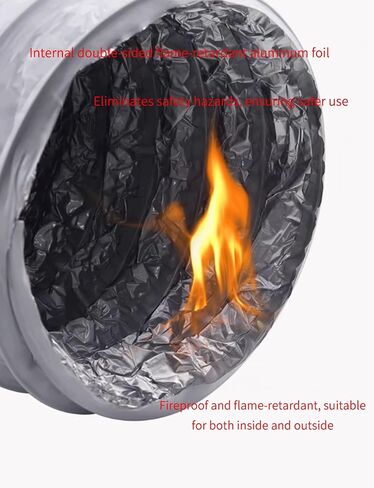 أنبوب خرطوم مجاري الهواء من الألومنيوم PVC المرن لمجفف الملابس، غطاء الطباخ، مروحة الشفط، مكيف الهواء - طول 600 سم (234 بوصة)، قطر 30 سم، لون الحليب in Kuwait