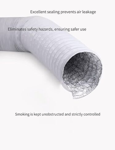 أنبوب خرطوم مجاري الهواء من الألومنيوم PVC المرن لمجفف الملابس، غطاء الطباخ، مروحة الشفط، مكيف الهواء - طول 600 سم (234 بوصة)، قطر 30 سم، لون الحليب in Kuwait