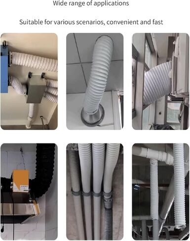 أنبوب خرطوم مجاري الهواء من الألومنيوم PVC المرن لمجفف الملابس، غطاء الطباخ، مروحة الشفط، مكيف الهواء - طول 600 سم (234 بوصة)، قطر 30 سم، لون الحليب in Kuwait
