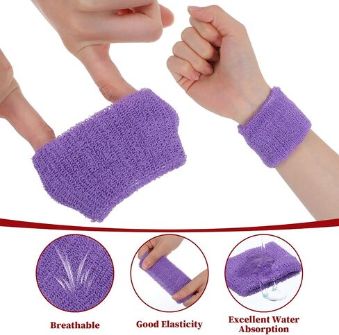 80 Pcs Wrist Sweatbands Bulk, Sports Wristbands in 10 Assorted Colors, Cotton Terry Stretchy Sweat Absorbing Arm Bands for Basketball, Tennis, Running & Workout(2.95 Inch) in Kuwait