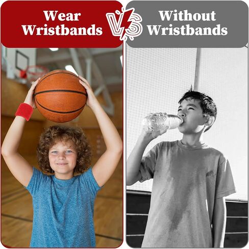 80 Pcs Wrist Sweatbands Bulk, Sports Wristbands in 10 Assorted Colors, Cotton Terry Stretchy Sweat Absorbing Arm Bands for Basketball, Tennis, Running & Workout(2.95 Inch) in Kuwait