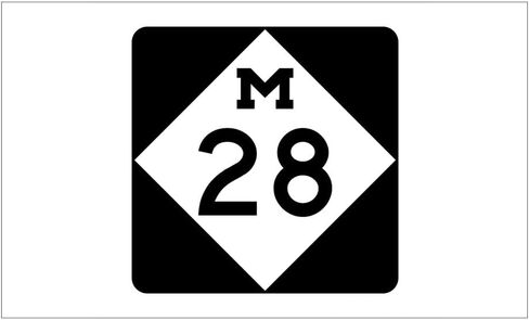 M-28, Michigan Decal Vinyl Bumper Sticker 5" in Kuwait