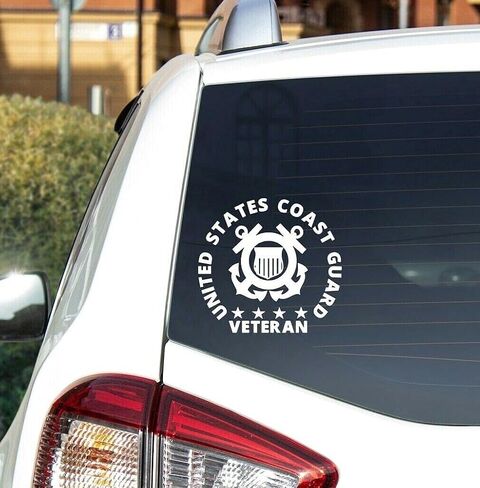 Sticker US Coast Guard Veteran Decal United States Military for Car Truck Window Laptop Bumper Flag 5" in Kuwait
