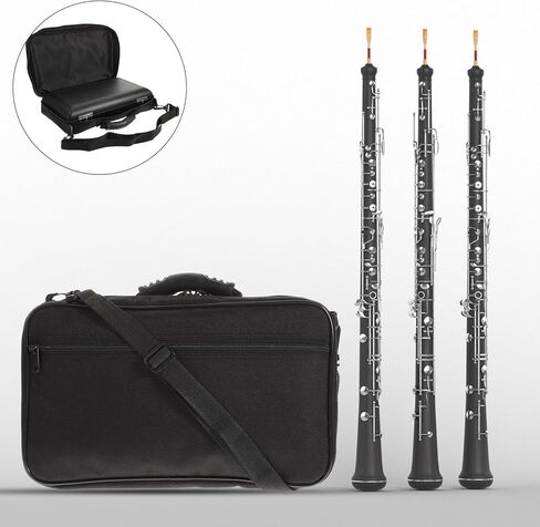 Toddmomy Oboe Carrying Case Set with Black Canvas Storage Bag and Protective Holder, Portable Wind Instrument Backpack for Oboe Transport and Storage in Kuwait