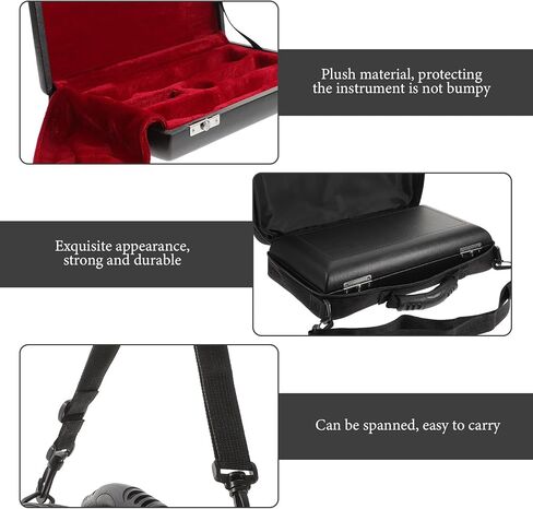 SUPVOX Oboe Leather Case and Portable Carrying Bag Set, Black Oboe Storage Box with Shoulder Strap, Instrument Holder for Wind Woodwind Accessories in Kuwait