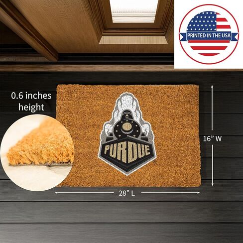 NCAA Purdue University Coir Door Mat، مدخل داخلي وخارجي، 28 × 16 بوصة سجادات أرضية ترحيب خلفية غير قابلة للانزلاق لمخالب الكلاب الموحلة، ديكور منزلي لمدخل الباب الأمامي المقاوم للطقس in Kuwait