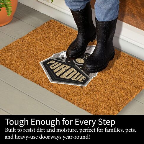 NCAA Purdue University Coir Door Mat، مدخل داخلي وخارجي، 28 × 16 بوصة سجادات أرضية ترحيب خلفية غير قابلة للانزلاق لمخالب الكلاب الموحلة، ديكور منزلي لمدخل الباب الأمامي المقاوم للطقس in Kuwait