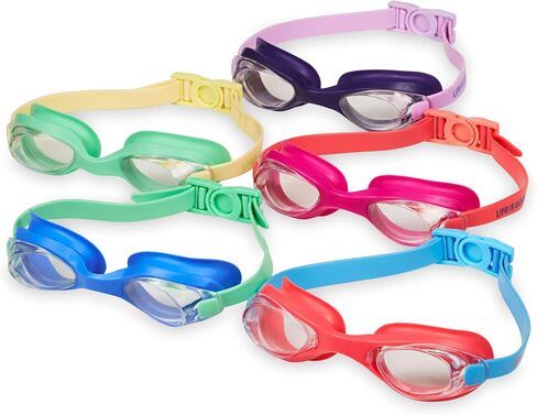 Life is Good Kids Swim Goggles (Pack of 5, Blue Multi), with Anti-Fog and UV Protection, Comfortable Adjustable Swim Eyewear for Pool, Beach & Open Water, Lap Swimming, Training, and Water Fitness in Kuwait