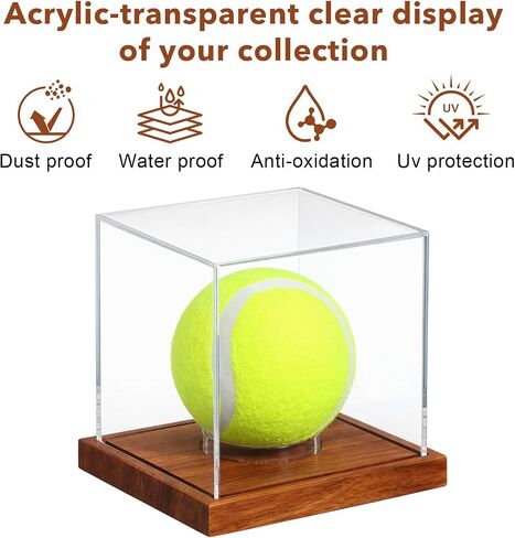 Baseball Display Case, 2 Pack Clear Cube Baseball Holder with Wooden Base, Autograph Baseballs Stand Box for Single Bal, Golf Tennis Game, Pine Wood in Kuwait
