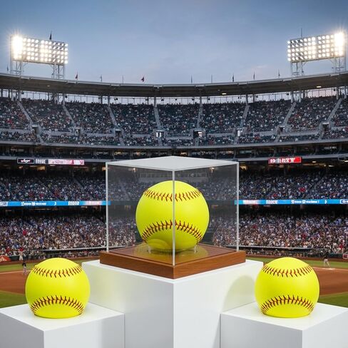 Baseball Display Case, 2 Pack Clear Cube Baseball Holder with Wooden Base, Autograph Baseballs Stand Box for Single Bal, Golf Tennis Game, Pine Wood in Kuwait