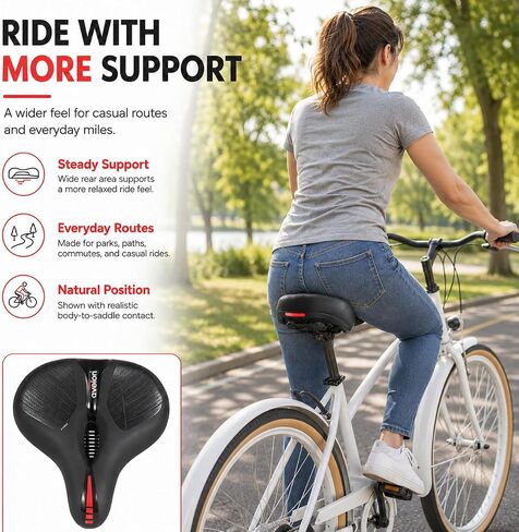 Bike Comfort Bundle: Comfortable Wide Bike Seat with Dual Shock Absorbing Ball for Men & Women + Ergonomic Handlebar Grips with Lock-on Bicycle Saddle MTB, Hybrid, Cruiser and City Bikes in Kuwait