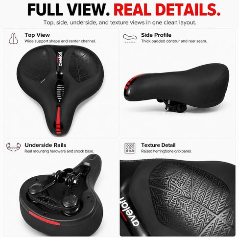 Bike Comfort Bundle: Comfortable Wide Bike Seat with Dual Shock Absorbing Ball for Men & Women + Ergonomic Handlebar Grips with Lock-on Bicycle Saddle MTB, Hybrid, Cruiser and City Bikes in Kuwait