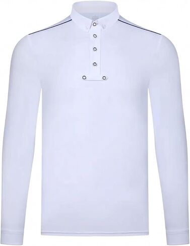 Equestrian Sport Shirt Stretch Horse Riding Top Sporty Sports Clothing for Men, White, XL in Kuwait