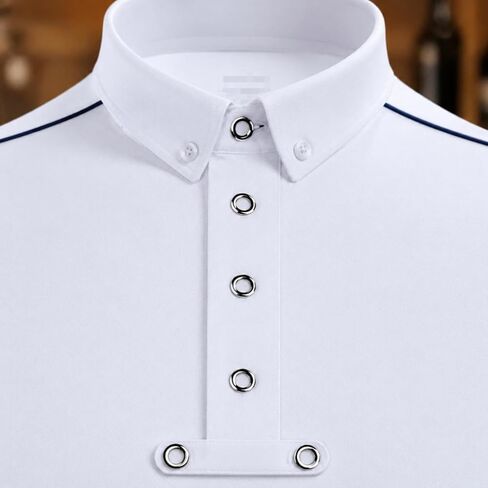 Equestrian Sport Shirt Stretch Long Sleeves Equestrian Shirt Button Placket Sports Clothing for Men, Navy, XL in Saudi Arabia