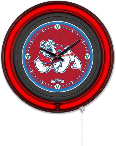 Holland Bar Stool Clk15BKFresSt NCAA 15 in. Dia. Fresno State University Double Neon Wall Clock Black in Kuwait