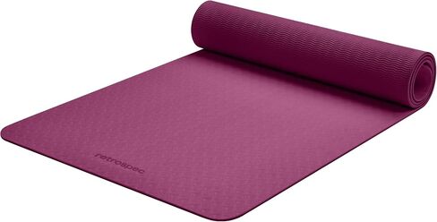 Retrospec Zuma Yoga Mat 6mm Thick Non-Slip TPE Exercise Mat | Cushioned Workout Mat for Yoga Pilates and Home Stretching | 72 x 24 with Carrying Strap in Kuwait