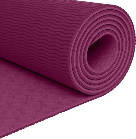 Retrospec Zuma Yoga Mat 6mm Thick Non-Slip TPE Exercise Mat | Cushioned Workout Mat for Yoga Pilates and Home Stretching | 72 x 24 with Carrying Strap in Kuwait
