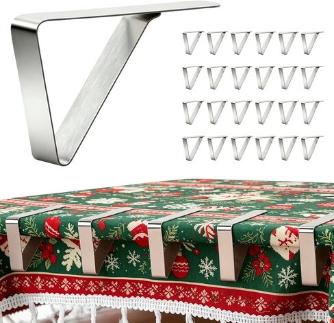 12 Pieces Tablecloth Clips, Waterproof Stainless Steel Table Cloth Holder Clips, Windproof Picnic Table Cover Clamps for Securing Tablecloths Indoor Outdoor Party, Wedding, Christmas, Camp (12, Small) in Kuwait