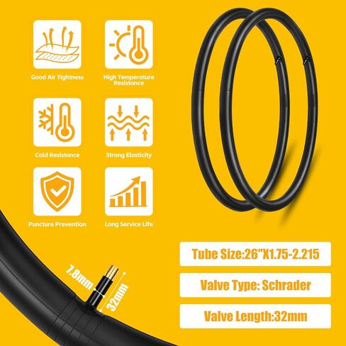2 Pack 26" x 1.95" Mountain Bike Tire Set, 26 inch Folding Replacement Puncture-Resistant Bicycle Tires with 26 x 1.75-2.125 inch Bike Tubes and Repair Tool Kit for Mountain Bike, Off-Road Bike in Kuwait