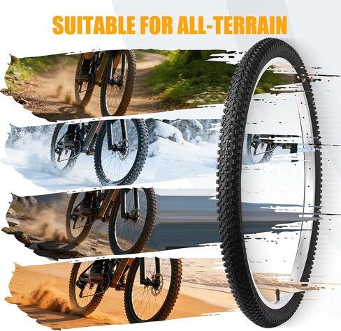 2 Pack 26" x 1.95" Mountain Bike Tire Set, 26 inch Folding Replacement Puncture-Resistant Bicycle Tires with 26 x 1.75-2.125 inch Bike Tubes and Repair Tool Kit for Mountain Bike, Off-Road Bike in Kuwait