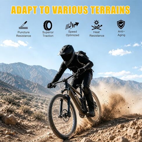 2 Pack 26" x 1.95" Mountain Bike Tire Set, 26 inch Folding Replacement Puncture-Resistant Bicycle Tires with 26 x 1.75-2.125 inch Bike Tubes and Repair Tool Kit for Mountain Bike, Off-Road Bike in Kuwait