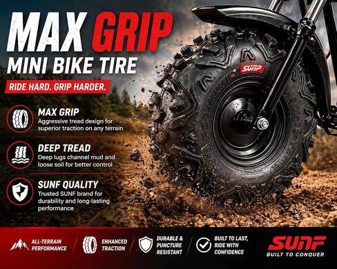 إطار SunF X FRP Mini Bike لجميع التضاريس للطرق الوعرة، 145/70-6، 6 طبقات، قطر 13.9 بوصة، عرض 5.7 بوصة، هيكل بدون أنبوب in Kuwait