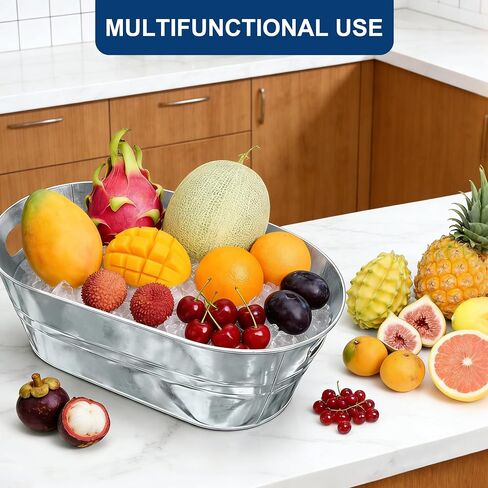 4 Pack 3 Gallon Galvanized Tub, Ice Buckets for Parties, Beverage Tubs for Parties, Metal Drink Buckets for Parties with Carry Handles, Champagne Wine Beer Cooling Tub, Mimosa Bar Supplies in Kuwait