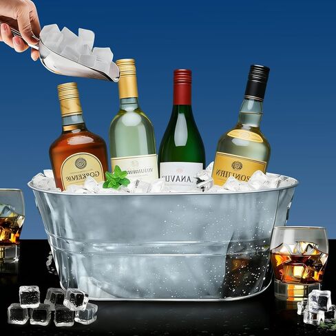 4 Pack 3 Gallon Galvanized Tub, Ice Buckets for Parties, Beverage Tubs for Parties, Metal Drink Buckets for Parties with Carry Handles, Champagne Wine Beer Cooling Tub, Mimosa Bar Supplies in Kuwait
