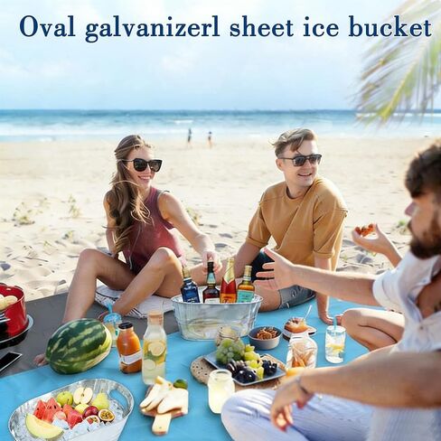 4 Pack 3 Gallon Galvanized Tub, Ice Buckets for Parties, Beverage Tubs for Parties, Metal Drink Buckets for Parties with Carry Handles, Champagne Wine Beer Cooling Tub, Mimosa Bar Supplies in Kuwait