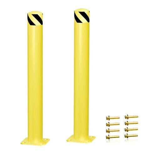 YZONA Safety Bollard 36 Inch Bollard Post, 5.5 Inch Diameter Steel Pipe Parking Bollards, Yellow Steel Bollard, Steel Safety Bollard with 8 Anchor Bolts for Parking Lot Pedestrian Protection in Kuwait