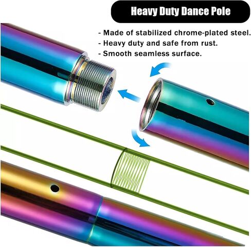 Stripper Pole Permanent Stripper Pole Set,Free Standing Apartment Dance Poles Colorful,Ceiling Mount Dancing Pole in Kuwait