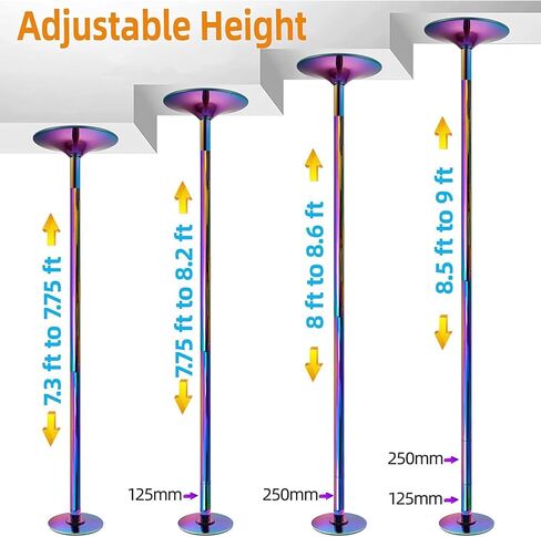 Stripper Pole Permanent Stripper Pole Set,Free Standing Apartment Dance Poles Colorful,Ceiling Mount Dancing Pole in Kuwait