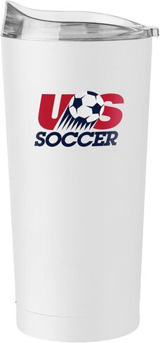 Logo Brands USA Men's National Soccer Vintage 20 oz Stainless Steel Tumbler – Powder-Coated Double-Wall Insulated Travel Cup with Slider Lid – Keeps Drinks Hot or Cold for Hours in Kuwait