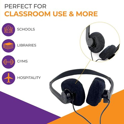 Soundnetic SN06 Bulk Headphones 100 Pack – Disposable Stereo Limited Use Headphones, Black – Affordable for Schools, Testing, Libraries in Saudi Arabia