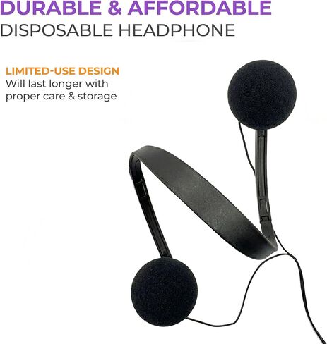 Soundnetic SN06 Bulk Headphones 100 Pack – Disposable Stereo Limited Use Headphones, Black – Affordable for Schools, Testing, Libraries in Saudi Arabia