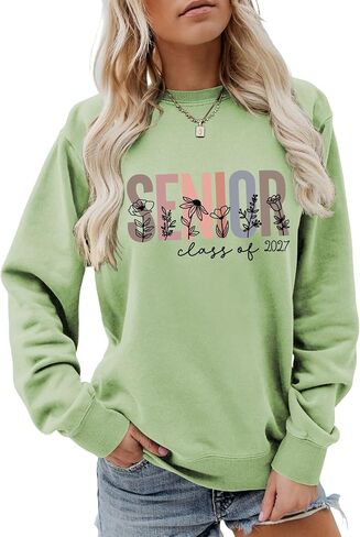 Senior Class of 2027 Sweatshirt Back To School Tops | Mom Long sleeve Shirts for Women Crewneck Pullover in Kuwait