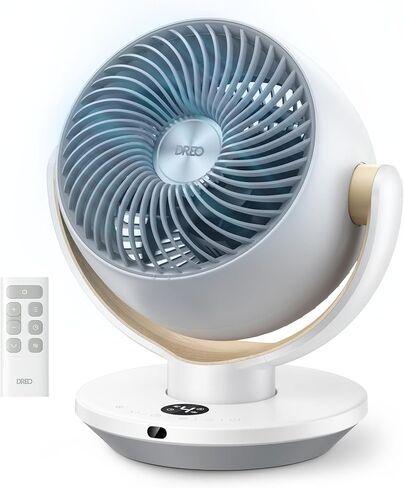 DREO Fan for Bedroom, Desk Air Circulator Fan with Remote, 11 Inch Table Fans for Whole Room, 65ft Powerful Airflow, 120° Vertical Manual +90° Oscillating, 4 Speeds, 8H Timer, 25dB Quiet Fan, Home in Saudi Arabia
