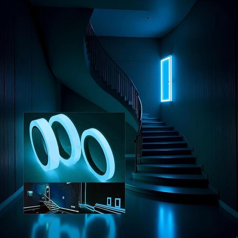 شريط يتوهج في الظلام، ملصق فلورسنت سبايك لجدران السلالم وخطوات السلامة ومخارج اللافتة، شريط تحذيري، أشرطة مضيئة ذاتية اللصق (9.8 قدم) in Kuwait