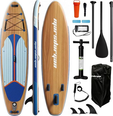 11' x 34" Inflatable Paddle Board for Adults Youth | Extra Wide SUP with Non-Slip Deck, Removable Seat | Stable for 2-3 People, Family Water Sports, Includes Premium Accessories in Kuwait