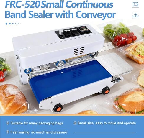 Commercial Heat Sealer Machine, Automatic Continuous Bag Band Sealing Machine with Digital Temperature Control, Adjustable Speed, Desktop Bag Sealer for Plastic Bags Films (110V/60HZ) in Kuwait